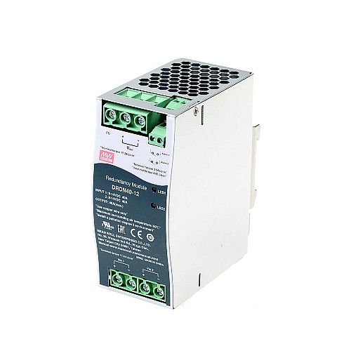 DRDN40-12 MEANWELL 12VDC 40A DIN Rail Type Redundancy Module - DRDN40-12 | StepperOnline CA