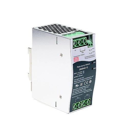 DRDN40-12 MEANWELL 12VDC 40A DIN Rail Type Redundancy Module - DRDN40-12 | StepperOnline CA