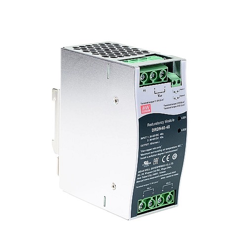 DRDN40-48 MEANWELL 48VDC 40A DIN Rail Type Redundancy Module - DRDN40-48 | StepperOnline CA