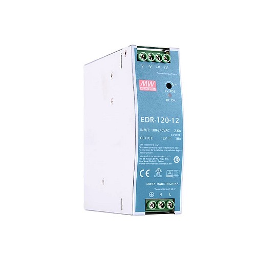 EDR-120-12 MEANWELL 120W 12VDC 10A 115/230VAC DIN Rail Power Supply - EDR-120-12 | StepperOnline CA