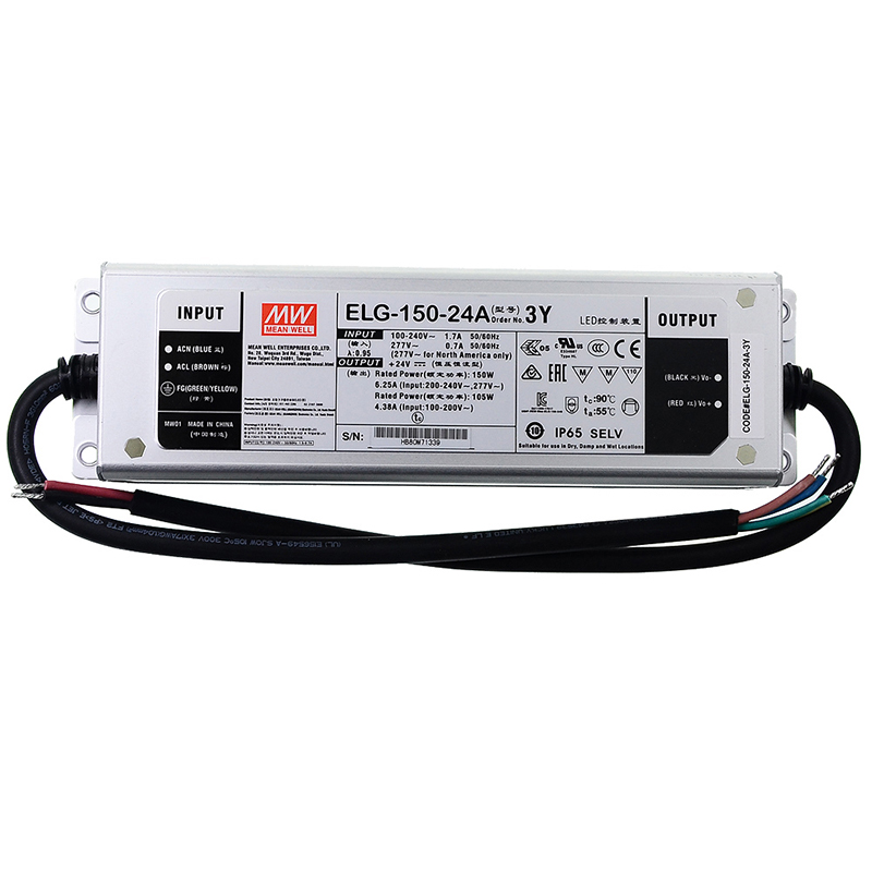ELG-150-24A-3Y MEANWELL 24V 6.25A 105W Constant Voltage + Constant Current LED Driver - ELG-150-24A-3Y | StepperOnline CA