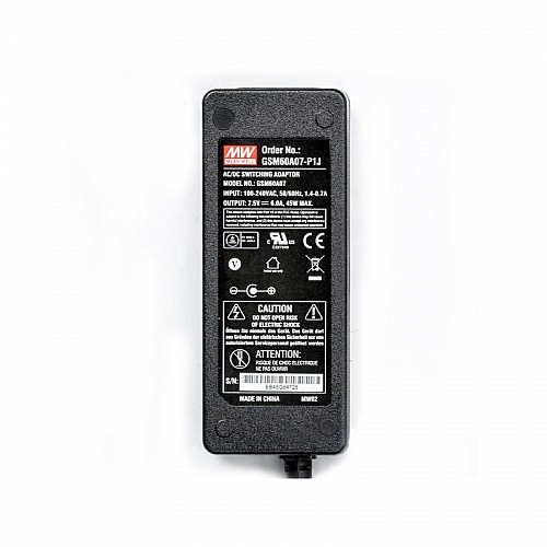 GSM60A07-P1J MEANWELL 45W 7.5.5VDC 6A 115/230VAC AC-DC Reliable Green Medical Adaptor - GSM60A07-P1J | StepperOnline CA
