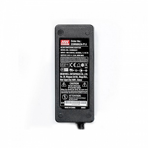 GSM60A24-P1J MEANWELL 60W 24VDC 2.5A 115/230VAC AC-DC Reliable Green Medical Adaptor - GSM60A24-P1J | StepperOnline CA
