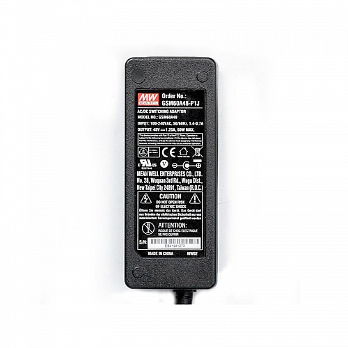 GSM60A48-P1J MEANWELL 60W 48VDC 1.25A 115/230VAC AC-DC Reliable Green Medical Adaptor - GSM60A48-P1J | StepperOnline CA