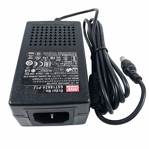 GST18A24-P1J MEANWELL 18W 24VDC 0.75A 115/230VAC AC-DC Reliable Green Industrial Adaptor - GST18A24-P1J | StepperOnline CA
