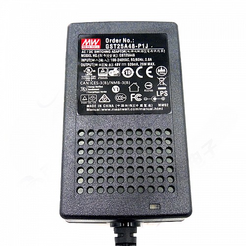 GST25A48-P1J MEANWELL 25W 48VCC 0.52A 115/230VAC AC-DC Adaptador industrial verde confiable - GST25A48-P1J | StepperOnline CA