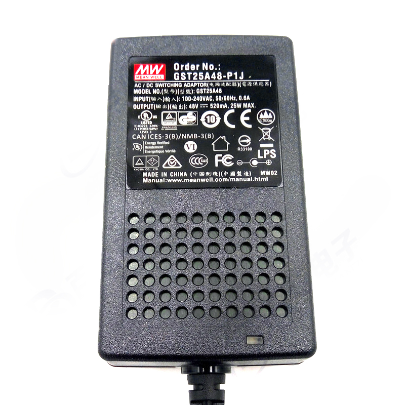 GST25A48-P1J MEANWELL 25W 48VCC 0.52A 115/230VAC AC-DC Adaptador industrial verde confiable - GST25A48-P1J | StepperOnline CA