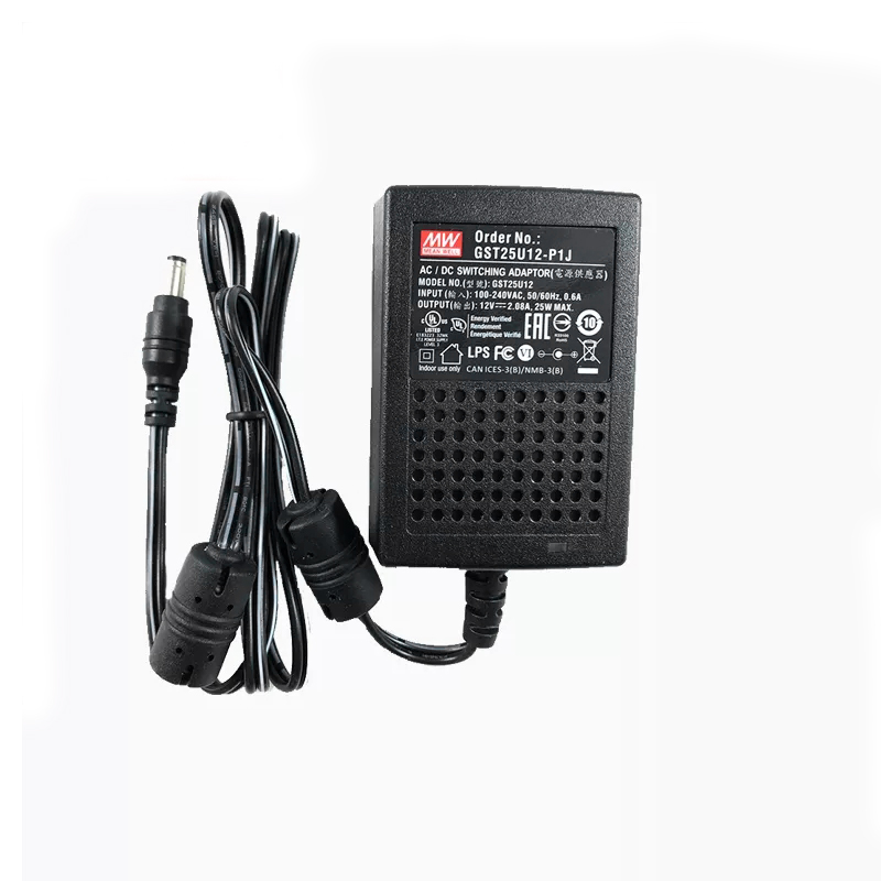 GST25U12-P1J MEANWELL 25W 12VDC 2.08A 115/230VAC AC-DC Reliable Green Industrial Adaptor - GST25U12-P1J | StepperOnline CA