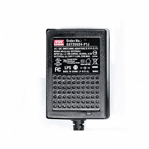 GST25U24-P1J MEANWELL 25W 24VDC 1.04A 115/230VAC AC-DC Reliable Green Industrial Adaptor - GST25U24-P1J | StepperOnline CA