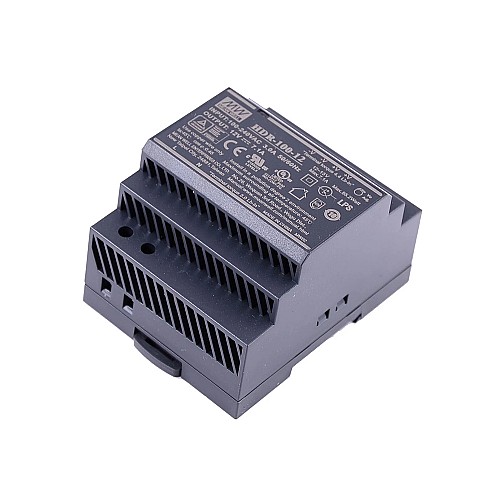 HDR-100-12 MEANWELL 85.2W 12VDC 7.1A 115/230VAC Ultra Slim Step Shape DIN Rail Power Supply - HDR-100-12 | StepperOnline CA