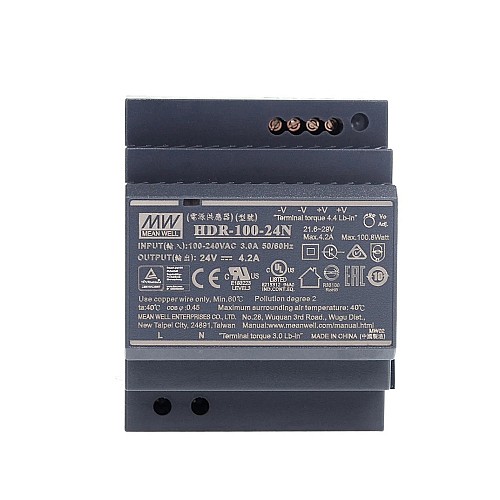 HDR-100-24N MEANWELL 100.8W 24VDC 4.2A 115/230VAC Ultra Slim Step Shape DIN Rail Power Supply - HDR-100-24N | StepperOnline CA HDR-100-24N MEANWELL 100.8W 24VDC 4.2A 115/230VAC Ultra Slim Step Shape DIN Rail Power Supply - HDR-100-24N | StepperOnline CA