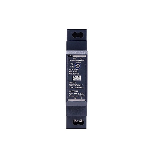 HDR-15-12 MEANWELL 15W 12VDC 1.25A 115/230VAC Ultra Slim Step Shape DIN Rail Power Supply - HDR-15-12 | StepperOnline CA