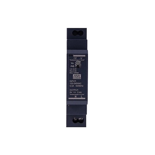 HDR-15-5 MEANWELL 15W 5VDC 2.4A 115/230VAC Ultra Slim Step Shape DIN Rail Power Supply - HDR-15-5 | StepperOnline CA