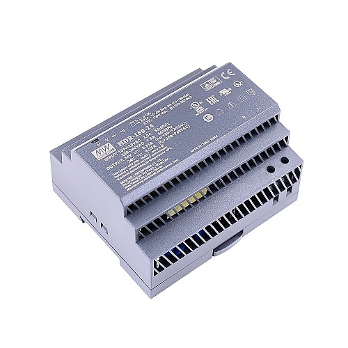 HDR-150-24 MEANWELL 24VDC 5.31A 127.4W 115VAC/6.25A 150W 230VAC Ultra Slim Step Shape DIN Rail Power Supply - HDR-150-24 | StepperOnline CA