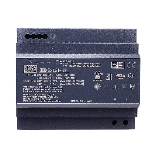 HDR-150-48 MEANWELL 48VDC 2.72A 130.6W 115VAC/3.2A 153.6W 230VAC Ultra Slim Step Shape DIN Rail Power Supply - HDR-150-48 | StepperOnline CA HDR-150-48 MEANWELL 48VDC 2.72A 130.6W 115VAC/3.2A 153.6W 230VAC Ultra Slim Step Shape DIN Rail Power Supply - HDR-150-48 | StepperOnline CA