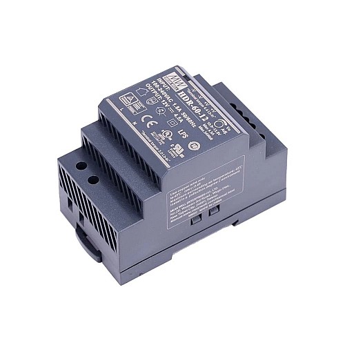 HDR-60-12 MEANWELL 54W 12VDC 4.5A 115/230VAC Ultra Slim Step Shape DIN Rail Power Supply - HDR-60-12 | StepperOnline CA