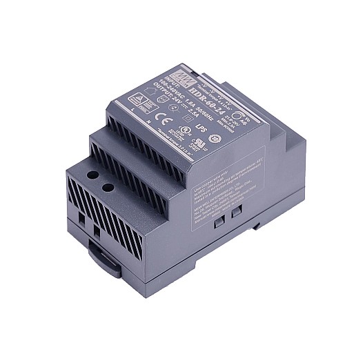 HDR-60-24 MEANWELL 60W 24VDC 2.5A 115/230VAC Ultra Slim Step Shape DIN Rail Power Supply - HDR-60-24 | StepperOnline CA