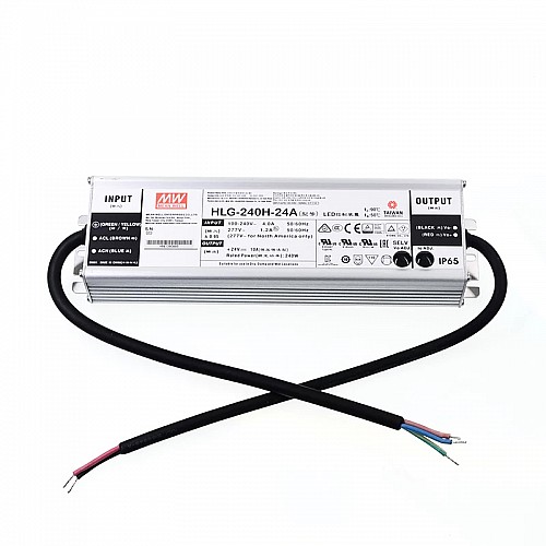 HLG-240H-24A MEANWELL 240W 10A 24V Constant Voltage + Constant Current LED Driver - HLG-240H-24A | StepperOnline CA