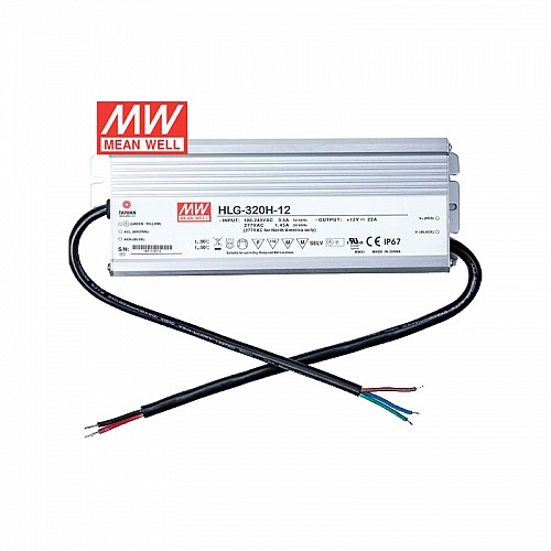 HLG-320H-12 MEANWELL 264W 22A 12V Constant Voltage + Constant Current LED Driver - HLG-320H-12 | StepperOnline CA