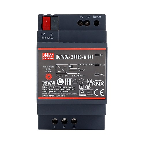 KNX-20E-640 MEANWELL 640mA KNX Power Supply - KNX-20E-640 | StepperOnline CA