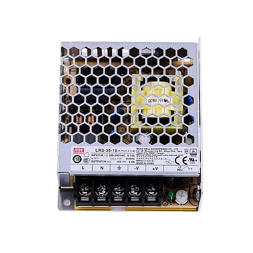 LRS-35-15 MEANWELL 36W 15VDC 2.4A 115/230VAC Enclosed Switching Power Supply - LRS-35-15 | StepperOnline CA