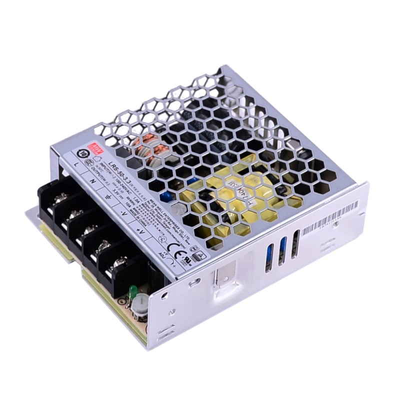 LRS-50-3.3 MEANWELL 33W 3.3VDC 10A 115/230VAC Enclosed Switching Power Supply - LRS-50-3.3 | StepperOnline CA