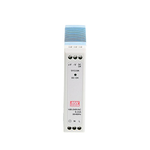 MDR-10-5 MEANWELL 10W 5VDC 2A 115/230VAC Single Output Industrial DIN Rail Power Supply - MDR-10-5 | StepperOnline CA