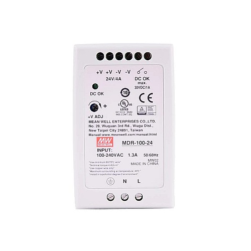MDR-100-24 MEANWELL 100W 24VDC 4A 115/230VAC DIN Rail Power Supply - MDR-100-24 | StepperOnline CA MDR-100-24 MEANWELL 100W 24VDC 4A 115/230VAC DIN Rail Power Supply - MDR-100-24 | StepperOnline CA