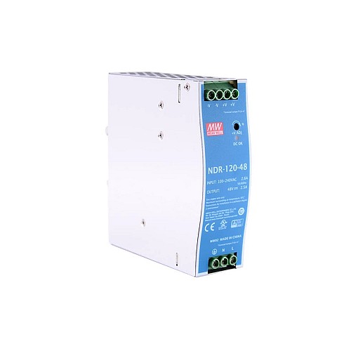 NDR-120-48 MEANWELL 120W 48VDC 2.5A 115/230VAC Single Output Industrial DIN RAIL - NDR-120-48 | StepperOnline CA