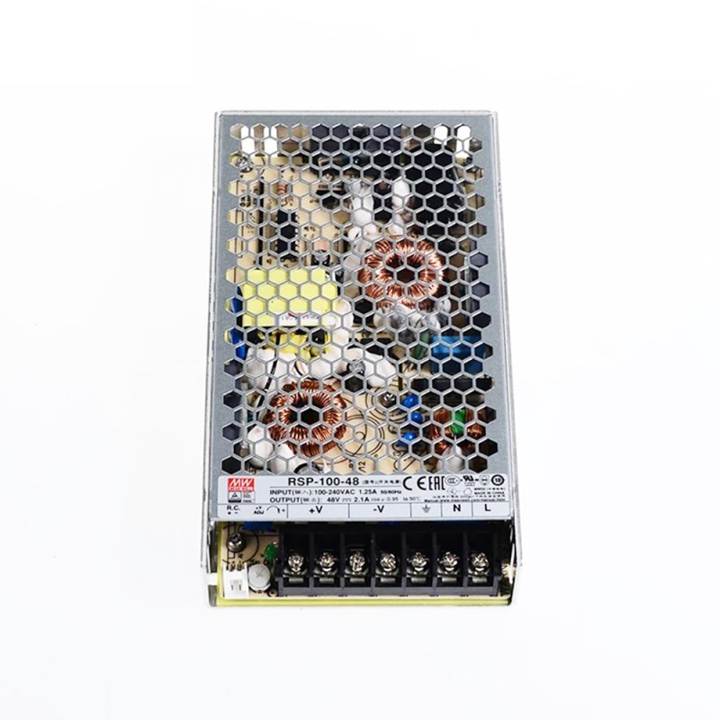 RSP-100-48 MEANWELL 100.8W 48VDC 2.1A 115/230VAC Single Output With PFC Function - RSP-100-48 | StepperOnline CA