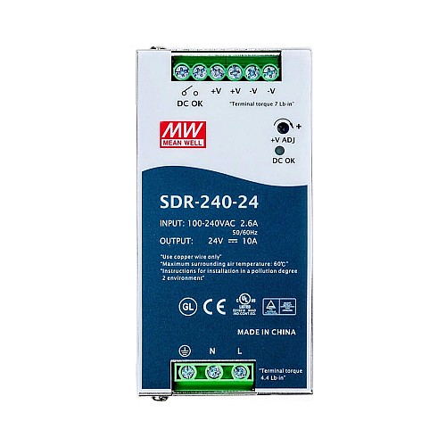 SDR-240-24 MEANWELL 240W 24VDC 10A 115/230VAC With PFC Function DIN Rail Power Supply - SDR-240-24 | StepperOnline CA SDR-240-24 MEANWELL 240W 24VDC 10A 115/230VAC With PFC Function DIN Rail Power Supply - SDR-240-24 | StepperOnline CA