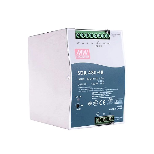 SDR-480-48 MEANWELL 480W 48VDC 10A 115/230VAC Single Output Industrial DIN RAIL With PFC Function - SDR-480-48 | StepperOnline CA SDR-480-48 MEANWELL 480W 48VDC 10A 115/230VAC Single Output Industrial DIN RAIL With PFC Function - SDR-480-48 | StepperOnline CA