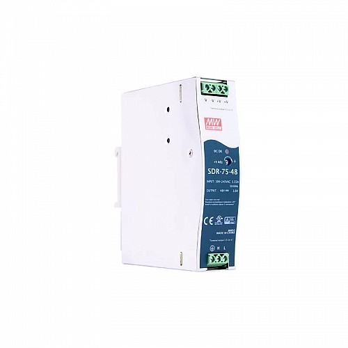 SDR-75-48 MEANWELL 76.8W 48VDC 1.6A 115/230VAC Single Output Industrial DIN RAIL With Power Supply - SDR-75-48 | StepperOnline CA