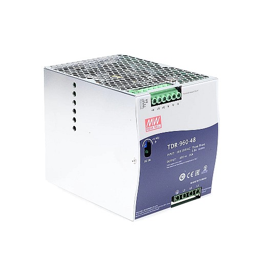 TDR-960-48 MEANWELL 960W 48VDC 20A 400/500VAC Slim Three Phase Industrial DIN Rail With PFC Function - TDR-960-48 | StepperOnline CA