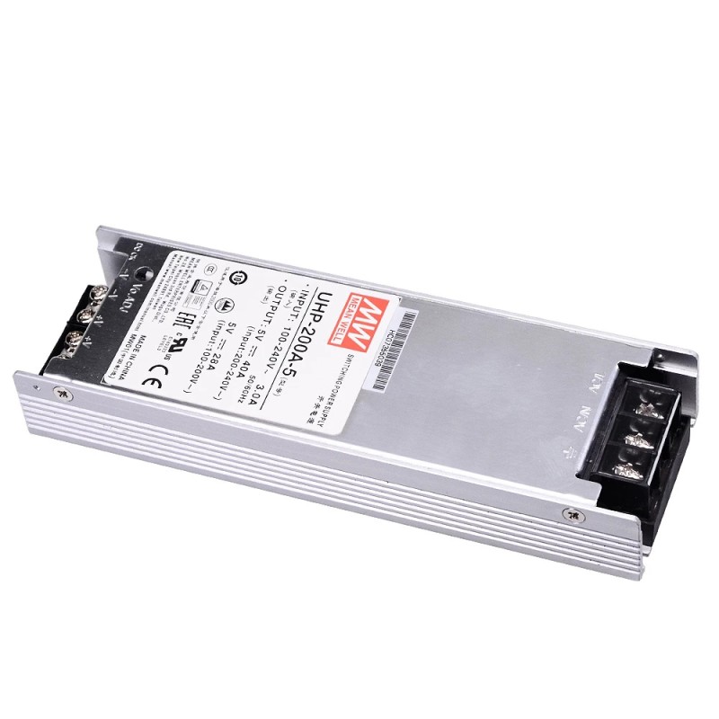 UHP-200A-5 MEANWELL 200W 5VDC 40A 115/230VAC Slim Type With PFC Switching Power Supply - UHP-200A-5 | StepperOnline CA
