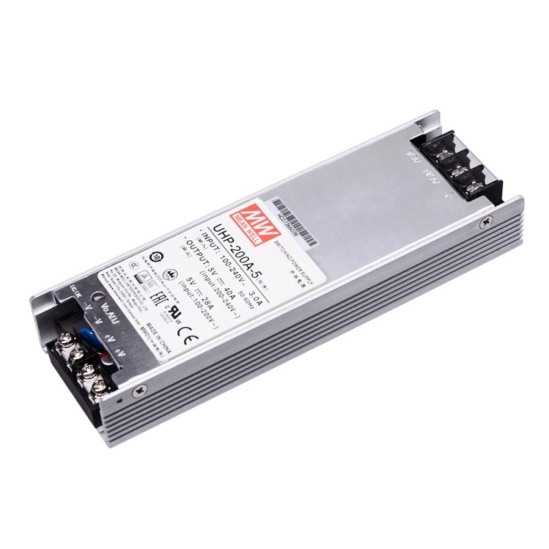UHP-200A-5 MEANWELL 200W 5VDC 40A 115/230VAC Slim Type With PFC Switching Power Supply - UHP-200A-5 | StepperOnline CA