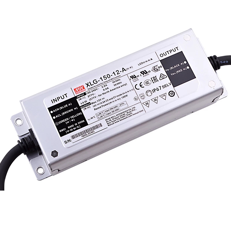 XLG-150-12-A MEANWELL 150W 12VDC 12.5A 115/230VAC Constant Power Mode LED Driver - XLG-150-12-A | StepperOnline CA