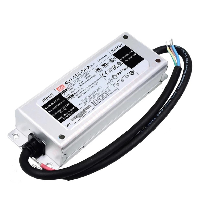 XLG-150-24-A MEANWELL 150W 24VDC 6.25A 115/230VAC Constant Power Mode LED Driver - XLG-150-24-A | StepperOnline CA