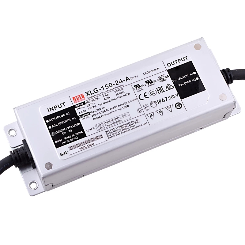 XLG-150-24-A MEANWELL 150W 24VDC 6.25A 115/230VAC Constant Power Mode LED Driver - XLG-150-24-A | StepperOnline CA