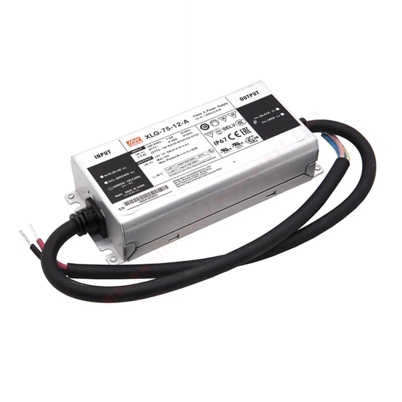 XLG-75-12-A MEANWELL 60W 12VDC 5A 115/230VAC Constant Power Mode LED Driver - XLG-75-12-A | StepperOnline CA