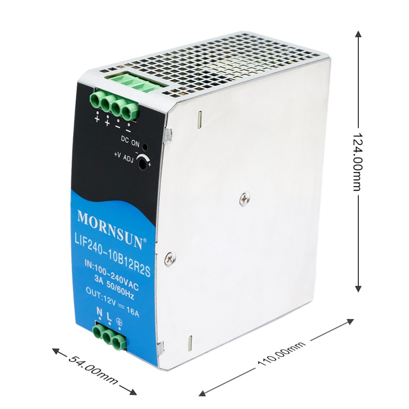 240W 24V 10.0A 85-264VAC/120-370VDC DIN Rail Switching Power Supply with PFC Function - LIF240-10B24R2S | StepperOnline CA
