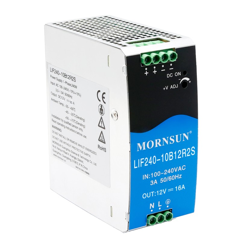 240W 24V 10.0A 85-264VAC/120-370VDC DIN Rail Switching Power Supply with PFC Function - LIF240-10B24R2S | StepperOnline CA