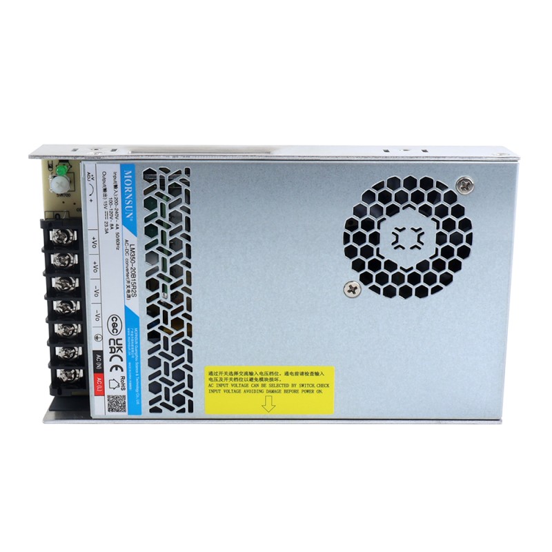 350W 15V 23.3A 90-132VAC/180-264VAC/240-370VDC Switching Power Supply - LM350-20B15R2S | StepperOnline CA