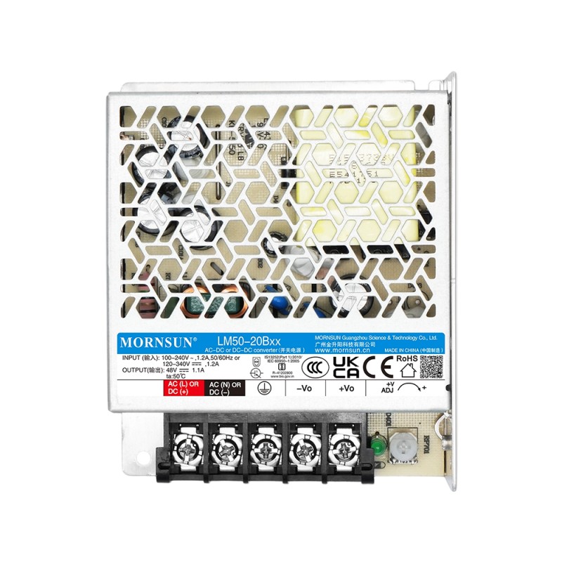 50W 12V 4.2A 85-264VAC/120-370VDC Switching Power Supply - LM50-20B12 | StepperOnline CA