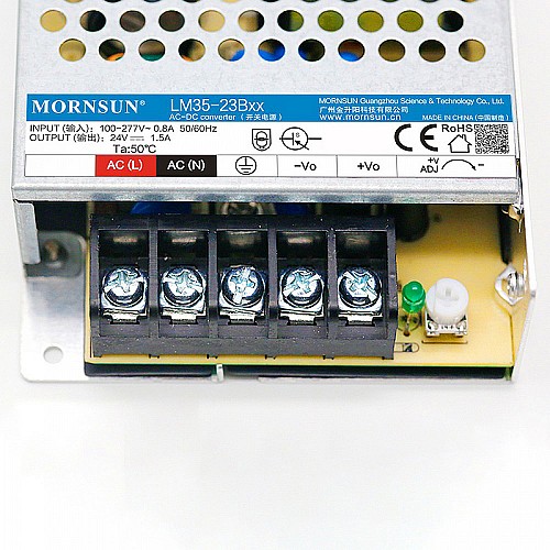 35W 24V 1.5A 85-305VAC/120-430VDC Switching Power Supply - LM35-23B24 | StepperOnline CA