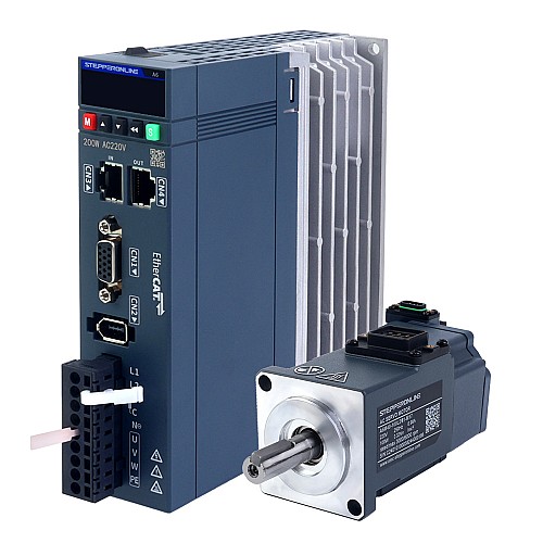 A6 Series 100W EtherCAT AC Servo Motor Kit 3000rpm 0.32Nm w/ Brake 17-Bit Absolute Encoder IP67 - A6-EC100L2B1-M17 | StepperOnline CA