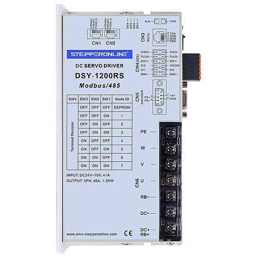 DSY Series 1000W RS485 DC Servo Motor 24-70VDC 3.20Nm 3000rpm 17-Bit Incremental Encoder IP65 - DSY-RS1000L2A2-M17S | StepperOnline CA DSY Series 1000W RS485 DC Servo Motor 24-70VDC 3.20Nm 3000rpm 17-Bit Incremental Encoder IP65 - DSY-RS1000L2A2-M17S | StepperOnline CA