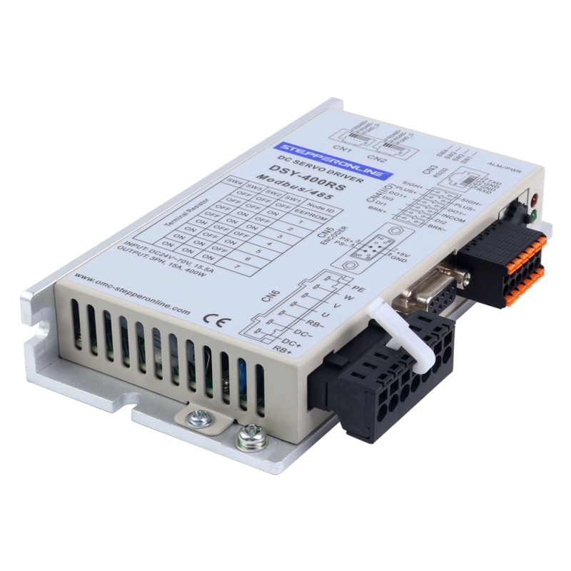 DSY Series 400W RS485 DC Servo Motor 24-70VDC 1.27Nm w/ Brake 3000rpm 17-Bit Incremental Encoder IP65 - DSY-RS400L2B2-M17S | StepperOnline CA