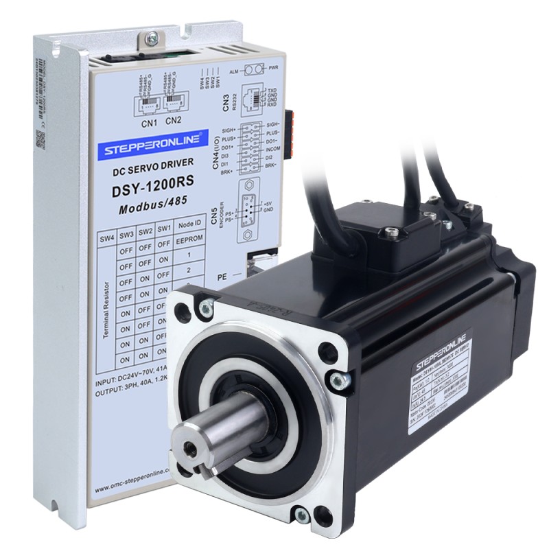 DSY Series 1000W RS485 DC Servo Motor 24-70VDC 3.20Nm w/ Brake 3000rpm 17-Bit Incremental Encoder IP65 - DSY-RS1000L2B2-M17S | StepperOnline CA
