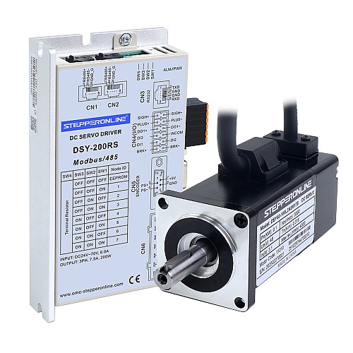 DSY Series 100W RS485 DC Servo Motor 24-70VDC 0.318Nm 3000rpm 17-Bit Incremental Encoder IP65 - DSY-RS100L2A2-M17S | StepperOnline CA